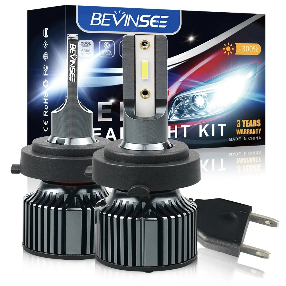 Bevinsee 2x H7 Car 10000Lm Conversion Kit LED Light Headlight Bulb + Adapter Low Beam For Kia Forte 2017-2019