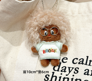 Al por mayor: Colgante de peluche de muñeca afro mini de moda con pelo rizado, bonito amuleto para bolso, llavero, adorno DIY para bolso, regalo de cumpleaños para amigos - Product Image 5
