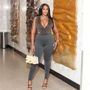 Ghh9681- 2025 celana ketat wanita, Set dua potong rambut leher gantung punggung terbuka - Product Image 4