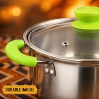 Ensemble de casseroles en acier inoxydable 5 pièces 16cm 18cm 20cm 22cm 24cm avec couvercle en verre et poignée en plastique, écologique et durable pour la cuisine domestique