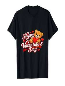 T-shirt da uomo per San Valentino, simpatica maglietta da fidanzata, manica corta, 100% cotone, vestibilità regolare, girocollo, stampa casual a fumetti - Product Image 1