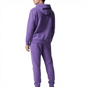 Chándal Morado con Capucha para Hombre, Color Sólido, Casual, Manga Larga, 100% Algodón, Ligero, Ropa de Invierno, Bolsillos, Transpirable, con Cordón Ajustable - Product Image 6