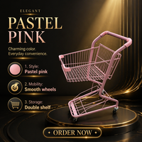 Poussette de poupée avec chariot de courses pour poupées, jouet, chariot de courses rose, rose pastel, rose poupée