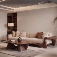 Sofa |   Neuer chinesischer Stil für das Wohnzimmer, geradlinig, Massivholz, einsitzig, Bezug aus Baumwolle und Leinen, hochdichter Schwamm, beweglich, abnehmbar