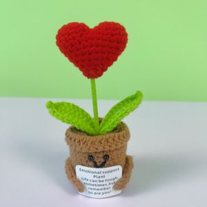 Wedding Valentine's Decoration Crochet Flowers Cute Handmade Wool Knitted Sunflower Flower Pot - Product Image 4