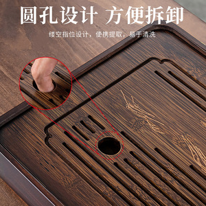 Bandeja de té pequeña de bambú al por mayor, bandeja de té doméstica, platillo de drenaje para té, bandeja pequeña Moying para té, juego de té - Product Image 4