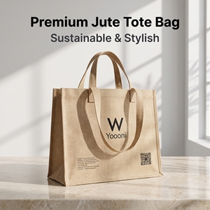 Sac fourre-tout blanc uni, sac de shopping réutilisable en toile de coton avec poignée - Product Image 1