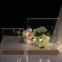 Hojas de acrílico transparente DIY tablero de mensajes de acrílico en blanco acrílico escritura libre tablero de mensajes led alimentado por USB con base de madera