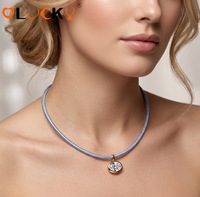 Collier ras-de-cou tressé en or plaqué 18 carats avec zircon cubique ovale style bohème LUCKYJIU pour femme