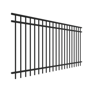 5 pies H x 6 <span class=keywords><strong>F</strong></span> W Negro Aluminio Acero Flat Top Ornamental Preensamblado Flat Top Panel de valla de piquete espaciado - Product Image 6