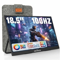 Layar Portabel 18,5 Inci 100Hz FHD 1080P IPS Monitor Gaming 120 SRGB Layar Ultra Tipis Dengan Penyangga untuk Laptop