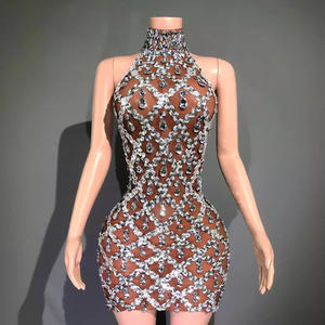 Vestido Corto de Lujo para Mujer, de Alta Calidad, con Cristales y Diamantes, Sin Mangas, para Fiesta, Noche, Club, Celebridades, Espalda Descubierta, Traje de Graduación. - Product Image 3