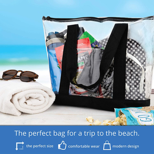 Holograma Shopper Bag Transparente al aire libre Moda PVC Tote Bags LOGOTIPO personalizado Serigrafía PU Asas Carta 100PCS/CTN - Product Image 5