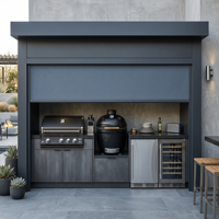 Ensemble de cuisine extérieure en acier inoxydable pour jardin, avec volets roulants, sans formaldéhyde, pour barbecue