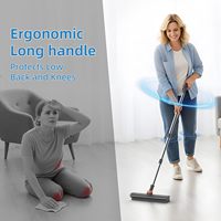 Brosse de nettoyage 3-en-1 avec raclette rotative à 360 degrés et long manche pour salle de bain, carrelage, douche, sols et organisation domestique