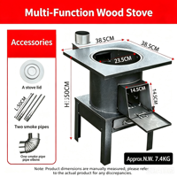 Poêle à bois multifonctionnel en acier inoxydable de style ancien - sans fumée, pour le camping en plein air et l'usage domestique