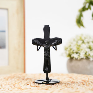 Cristal de Piedra Preciosa Natural al por Mayor, Obsidiana, Cruz Grande y Base de Jesús para Decoración de Oficina - Product Image 5