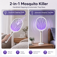 Raquette anti-moustiques électrique UV rechargeable, lampe tue-insectes, base automatique, portable, ABS, usage domestique, intérieur, sûre, couverture 20-50m