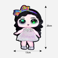 Fille patché mode vêtements accessoire clignotant lumières LED coudre sur logo dessin animé filles imprimer paillettes broderie patchs