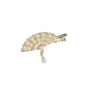 Accessoires pour cheveux fantaisie de style <span class=keywords><strong>chinois</strong></span> pour les filles féériques, femmes, pince à cheveux en forme d'éventail, pendentif en perles, pince à cheveux en forme de bec de canard, pinces à cheveux en strass - Product Image 5