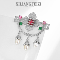 Broche de luxe XILIANGFEIZI, style chinois, avec pendentif à franges en perles d'eau douce, design exquis pour mariage, fête ou cadeau