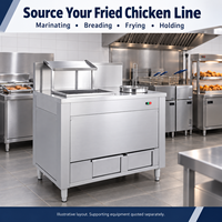 Station de panure électrique commerciale 1200 mm en acier inoxydable, table de préparation pour les magasins de poulet frit, cuisines de restauration GW-2400