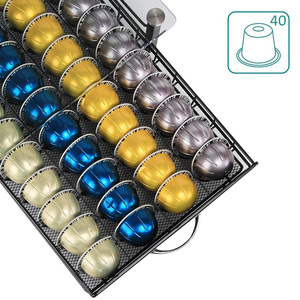 Tiroir de rangement pour dosettes de café, support en métal et verre pour 40 capsules, pour machine à café avec pieds - Product Image 3
