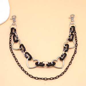 Cadena de cintura yueliHeart de aleación de zinc de doble capa, negra, estilo punk hip hop, para uso diario, cadena corporal de moda. - Product Image 3