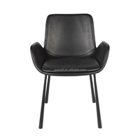 Pu Coussin Siège À Manger Chaise Appartement Meubles Rembourrés En Métal Cadre Noir Pu En Cuir Restaurant Table À Manger et Ensembles De Chaises
