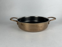 Ensemble de casseroles et poêles en acier inoxydable or rose à design martelé, couvercles en verre, revêtement antiadhésif, compatibles lave-vaisselle et four, pour gaz et induction