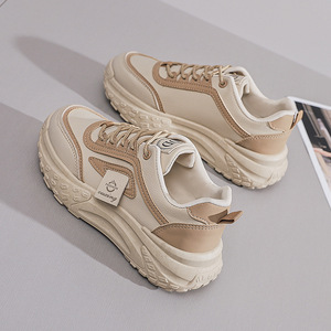 Zapatillas Blancas Casuales de Mujer Estilo Coreano con Plataforma y Cordones, Zapatos Gruesos para Otoño que Aumentan la Estatura, Estilo Urbano - Product Image 4