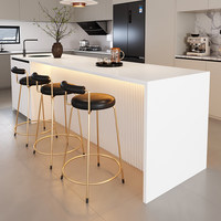 Comptoir de bar NEXGRAND en marbre artificiel antibactérien blanc pur, bois massif, minimalisme moderne, armoire à vin incrustée, évier haut de gamme