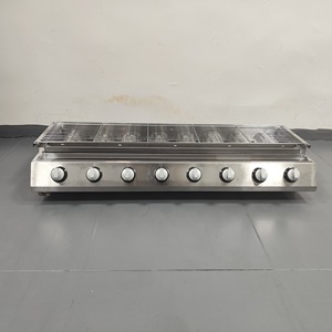 Parrilla de Gas sin Humo de 8 Quemadores, de Acero Inoxidable, para Uso Comercial en Exteriores, para Vendedores de Comida - Product Image 1