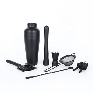 Wuyi Camol factory matte black cocktail shaker set 600ml parisian cocktail shaker bar tool barware set color gift box