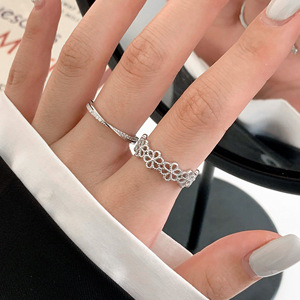 925 Sterling Silver Flower <b>Ring</b> For Women <b>Open</b> Design Plain Silver Everyday Wear - Product Image 1