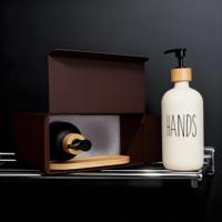 Bouteilles distributrices rondes en verre ambré de 8 oz et 16 oz avec pompe pulvérisateur et système de fermeture pour savon liquide, shampoing et lotion corporelle