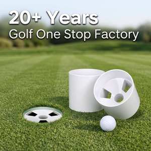 Coupe de golf en plastique, coupelle de green avec drapeau, durable, blanche, pour parcours de golf, vente en gros - Product Image 1