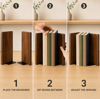 Grandes serre-livres pour livres lourds, lot de 2, serre-livres en bois antidérapants, noyer