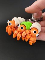 Porte-clés créatif en forme de crabe ermite imprimé en 3D PLA, personnalisable, commandes en gros acceptées, modèle 3D haute précision