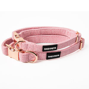 Accesorios para Mascotas, <span class=keywords><strong>Collar</strong></span> de Perro de Tweed con Hebilla de Metal Rosa Dorado, <span class=keywords><strong>Collar</strong></span> de Entrenamiento Ajustable de Seguridad Antitirones para Perros - Product Image 2