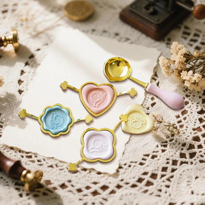 शादी के निमंत्रण के लिए बहु-आकार धातु मोम सील मोल्ड धारक के साथ सोने की मोम सील किट - Product Image 6