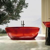 Mohom Home Baignoire ovale transparente de luxe Petit appartement pour salle de bain extérieure Chambre à coucher intérieure en résine artificielle trempage