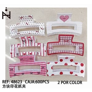 Fermagli per capelli quadrati stampati, 600 pezzi in scatola, 2 per colore - Product Image 1