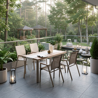 Ensemble de salle à manger d'extérieur moderne et confortable Meiqi avec grande table en dalle pour jardin, balcon, café, hôtel et cour
