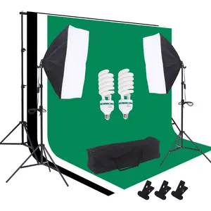 Photography Studio Box Lighting Kit Polyester Backdrop Stand Full Set