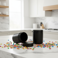 Bouteille vide ronde personnalisée en HDPE de qualité alimentaire avec anneau de traction pour compléments alimentaires, chewing-gums, bonbons et pilules en capsules