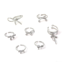 Ensembles de bagues couleur argent Fashion Fine Jewelry 7 pcs/set Bow Rings
