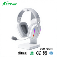 Auriculares Inalámbricos para Juegos 2.4G, Tri-Modo BT, RGB, con Micrófono Desmontable para PC, PS5, Xbox, Laptop