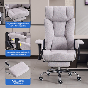 Chaises de <span class=keywords><strong>bureau</strong></span> ergonomiques confortables en tissu, réglables et inclinables, de grande taille, de couleur grise, pour adultes, avec roulettes - Product Image 3