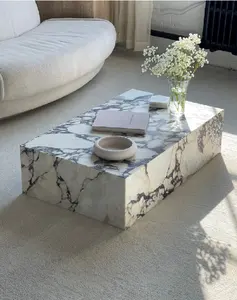 사용자 정의 흰색 보라색 돌 Calacatta Viola 대리석 북유럽 현대 럭셔리 스타일 주각 스탠드 커피 테이블 대리석 주각